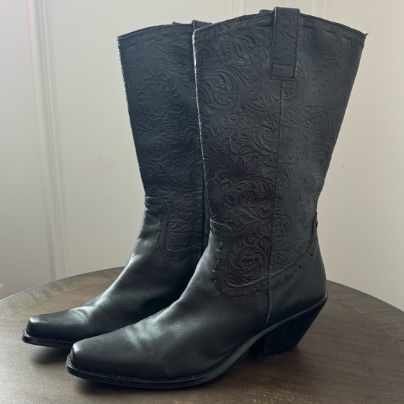 Coldwater Creek Vintage Western Cowboy Boots - Black Leather - Size 8 - EUC - Picture 3 of 10